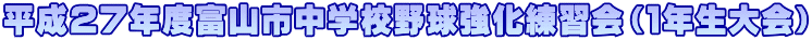 平成27年度富山市中学校野球強化練習会（１年生大会）